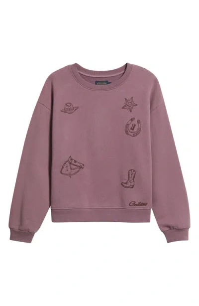 Pendleton Embroidered Cotton French Terry Crewneck Sweatshirt In Purple