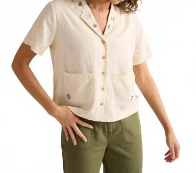 Pendleton Embroidered Linen Short Sleeve -plus In Natural In Neutral