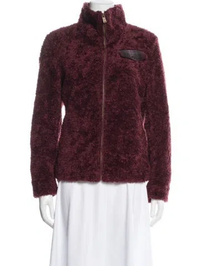 Pre-owned Pendleton Faux Fur Faux Fur Jacket In Burgundy