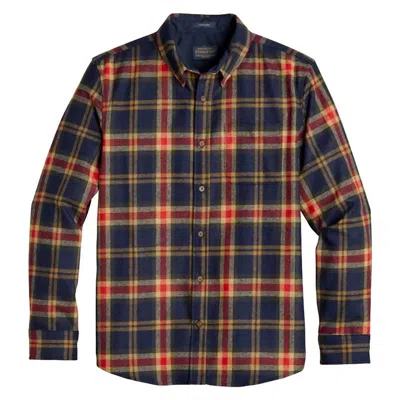 Pendleton Fireside Button Down Shirt In Navy/ Red/ Gold Block Plaid In Blue