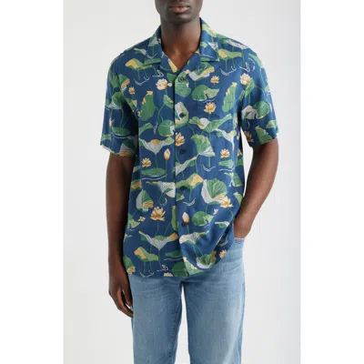 Pendleton Floral Cotton Camp Shirt In Blue