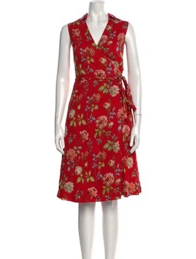 Pre-owned Pendleton Floral Print Knee-length Dress In Red