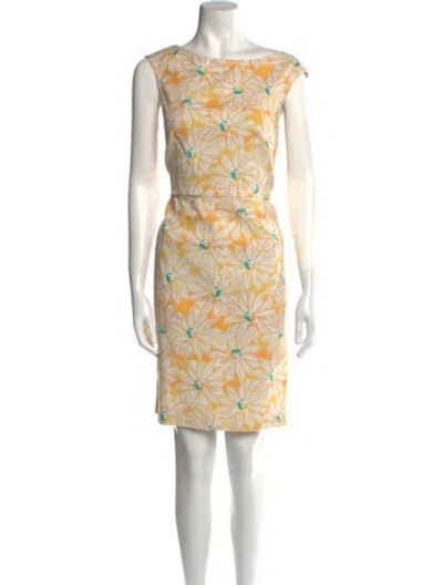 Pre-owned Pendleton Floral Print Knee-length Dress In Yellow