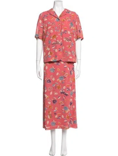 Pre-owned Pendleton Floral Print Skirt Set In Pink