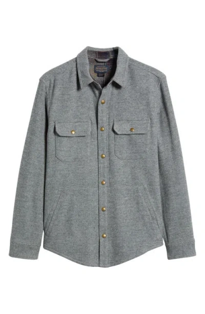 Pendleton Forest Wool Snap-up Overshirt In Grey Mix Twill