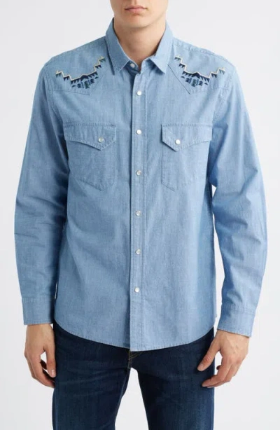Pendleton Gambler Embroidered Snap-up Chambray Shirt In Blue