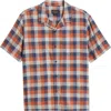 Pendleton Gateway Geo Print Short Sleeve Cotton Button-up Shirt In Sunset Pass Navy