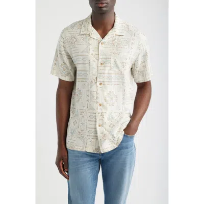 Pendleton Geo Print Linen Blend Camp Shirt In Neutral
