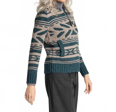 Pendleton Graphic Shetland Collection Zip Cardigan In Teal In Multi