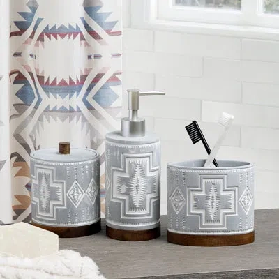 Pendleton Harding 3pc Bath Set Blue/ Ivory 3pc Set