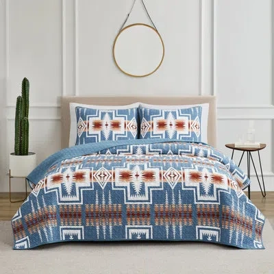 Pendleton Harding Blue/red/brown Coverlet Set In Multi