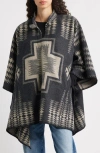 Pendleton Harding Jacquard Virgin Wool Poncho In Gray