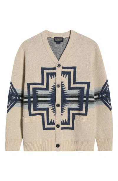 Pendleton Harding Lambswool Cardigan In Neutral