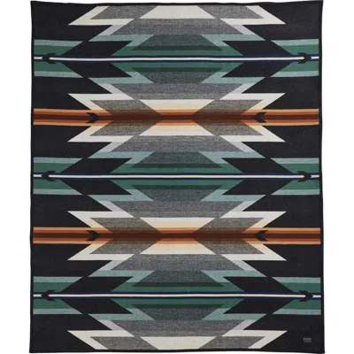 Pendleton Jacquard Unnapped Wool Blend Blanket In Black