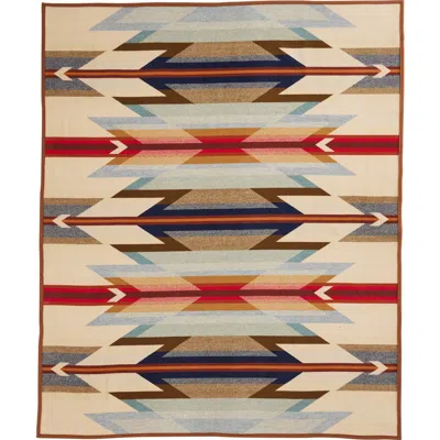 Pendleton Jacquard Unnapped Wool Blend Blanket In Brown
