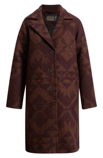 Pendleton Jacquard Wool Overcoat In Brown
