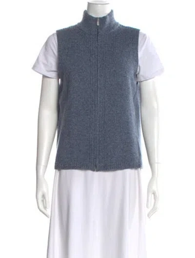 Pre-owned Pendleton Lambswool Mock Neck Sweater In Blue