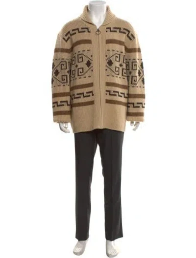 Pre-owned Pendleton Lambswool Patterned Cardigan W/ Tags In Neutrals