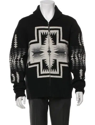 Pre-owned Pendleton Lambswool Patterned Jacket In Black