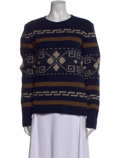 Pre-owned Pendleton Lambswool Patterned Sweater In Blue