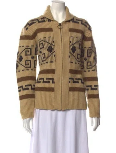 Pre-owned Pendleton Lambswool Patterned Sweater In Brown