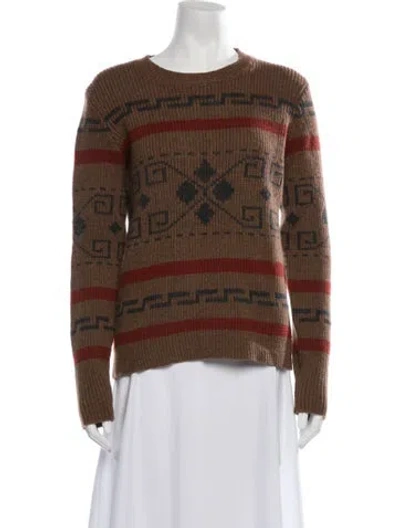 Pre-owned Pendleton Lambswool Patterned Sweater In Brown