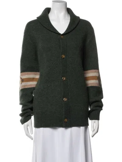 Pre-owned Pendleton Lambswool Patterned Sweater In Green