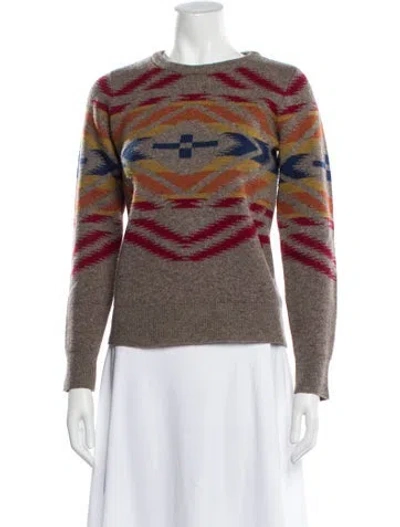 Pre-owned Pendleton Lambswool Printed Sweater In Brown