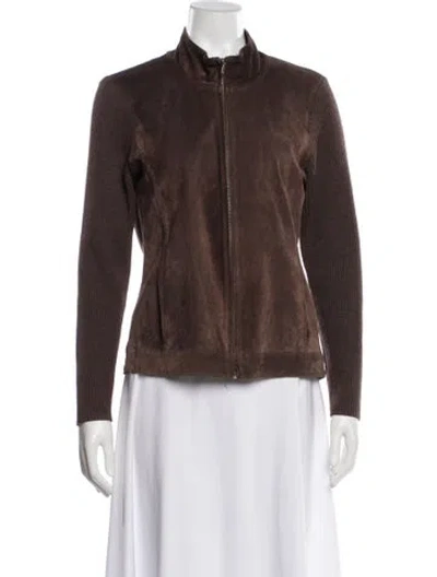 Pre-owned Pendleton Leather Biker Jacket In Brown