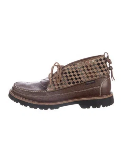 Pre-owned Pendleton Leather Patterned Boots In Brown
