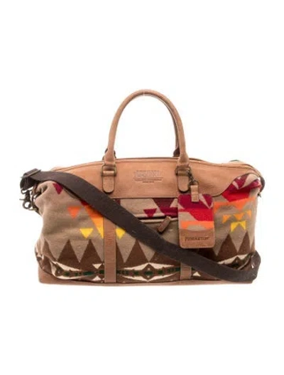Pre-owned Pendleton Leather Weekender Bag In Brown
