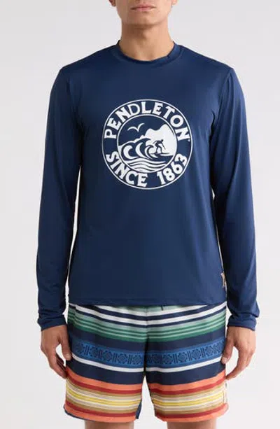 Pendleton Long Sleeve Swim Tee In Blue
