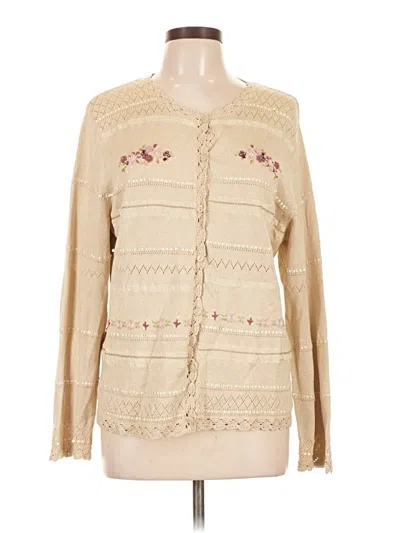 Pre-owned Pendleton Long Sleeve Top Tan Mock Neckline Tops