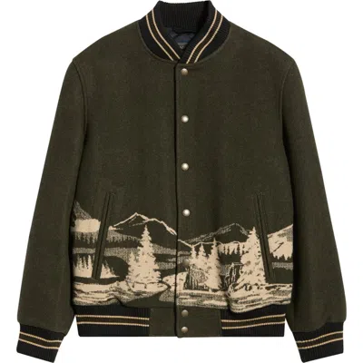 Pendleton Lookout Valley Wool Varsity Jacket In Green