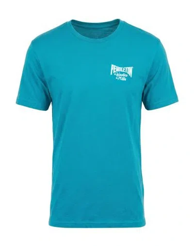 Pendleton Man T-shirt Turquoise Size L Cotton In Blue