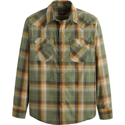 Pendleton Men's Bishop Shirt In Green/bronze Plaid In Multi