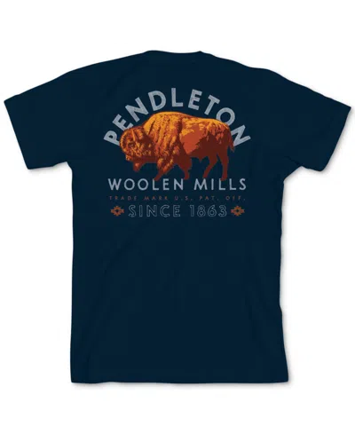 Pendleton Men's Bison Logo Graphic Short Sleeve T-shirt In Navy,multi