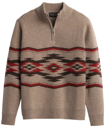 Pendleton Men's Crown Point Mock Neck Quarter-zip Lambswool Sweater In Brown