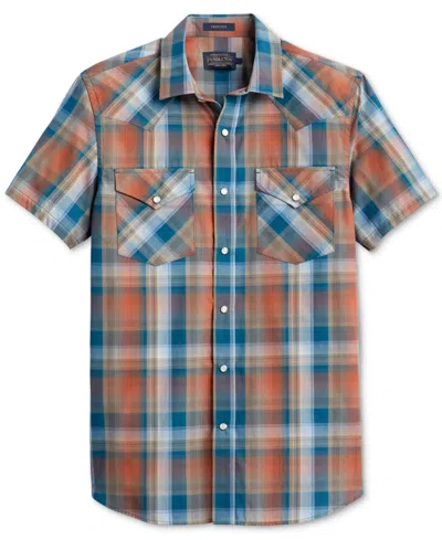 Pendleton Men's Frontier Plaid Short Sleeve Button-front Shirt In Blue