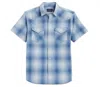 Pendleton Men's Frontier Short Sleeve Snap Shirt In Blue Hombre In Multi