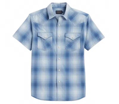 Pendleton Men's Frontier Short Sleeve Snap Shirt In Blue Hombre In Multi