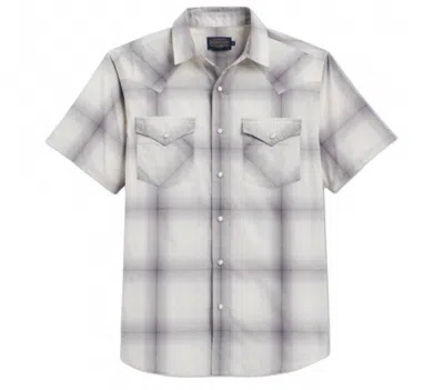 Pendleton Men's Frontier Short Sleeve Snap Shirt In Grey Ombre In Gray