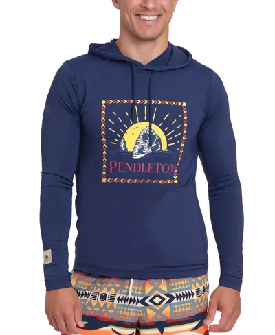 Pendleton Men's Graphic Long-sleeve Hoodie Rashguard In Dress Blues