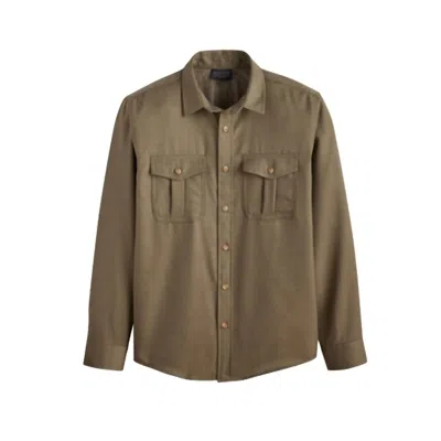 Pendleton Men's Harrison Merino Shirt In Olive Twill In Green