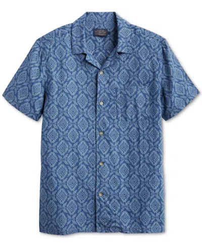 Pendleton Men's Medallion Print Short Sleeve Button-front Shirt In Blue