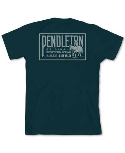 Pendleton Men's Original Western Graphic Short Sleeve T-shirt In Atlantic,light Blue