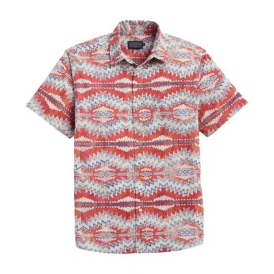Pendleton Men's Shoreline Short Sleeve Shirt In Sunset Pass In Orange