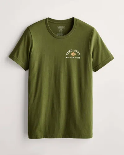 Pendleton Men's Short Sleeve Bear Graphic Tee In Military Green/tan In Animal Print