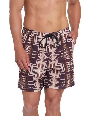 Pendleton Men's Printed 7" Packable Swim Trunk In Harding Oxford