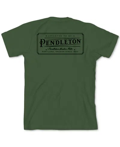 Pendleton Men's Vintage-inspired Logo Graphic Short Sleeve T-shirt In Military Green,black